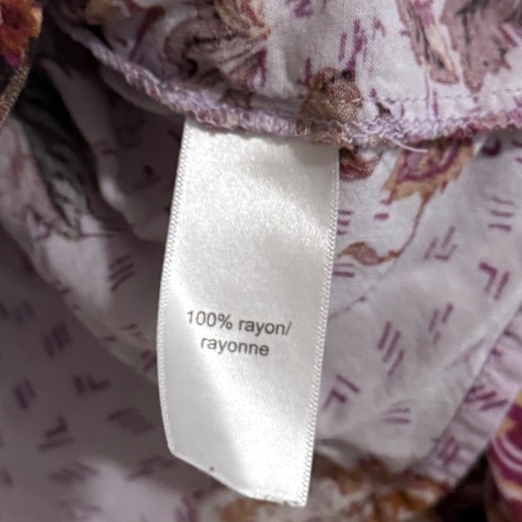 Maurices Womens Boho Mixed Floral Print Rayon Blouse Lavender Burgundy Medium - Picture 5 of 7